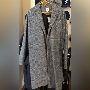 NWT Gap Wool-Blend Car Coat in Glen Plaid